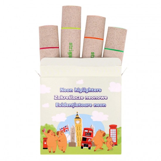 Set 4 textmarkere Neon Strigo, Seria Capybara SSC504