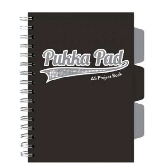 Caiet cu spirala si separatoare Pukka Pad Project Book, format A5, matematica, hartie 80g, 3099(BK)-WPC