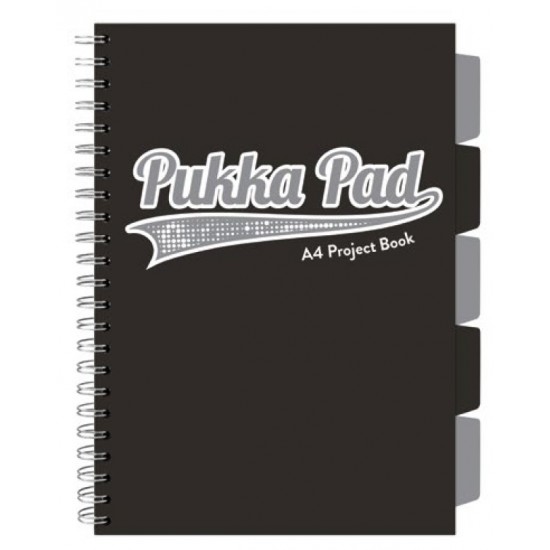 Caiet cu spirala si separatoare Pukka Pad Project Book, format A4 matematica, hartie 80g, 3101(BK)-WPC Caiet cu spirala si separatoare Pukka Pad Project Book, format A4 matematica, hartie 80g, 3101(BK)-WPC