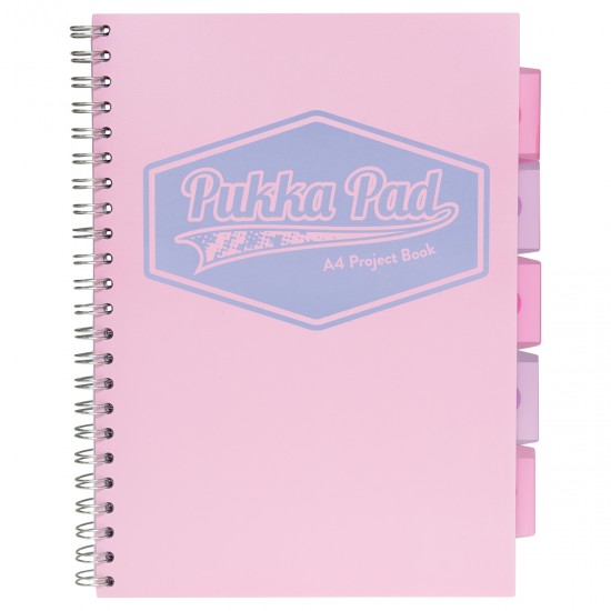 Caiet cu spirala si separatoare Pukka Project Book Pastel A4 Roz 8630S(PK)-PST