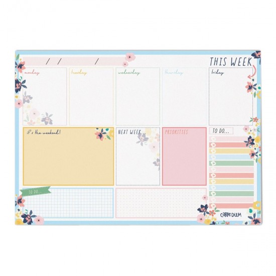 Planner saptamanal, nedatat, 60 file hartie premium 100gsm, dimensiune 29.5 cm X 21 cm Floral 9208-CD Planner saptamanal, nedatat, 60 file hartie premium 100gsm, dimensiune 29.5 cm X 21 cm Floral 9208-CD