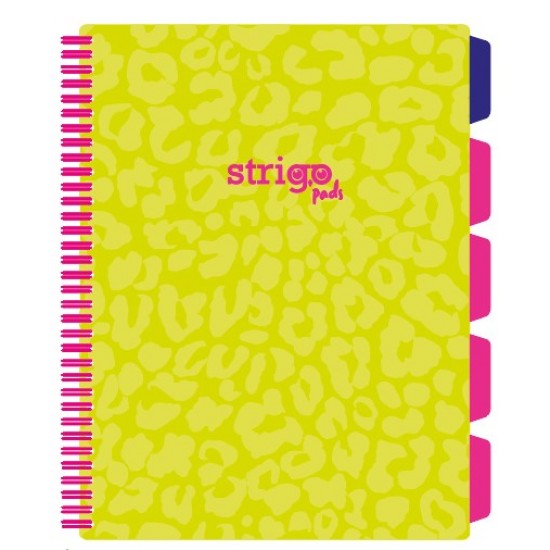 Caiet cu spirala si separatoare, STRIGO PADS Project Book Neon A4, Matematica, PADS010
