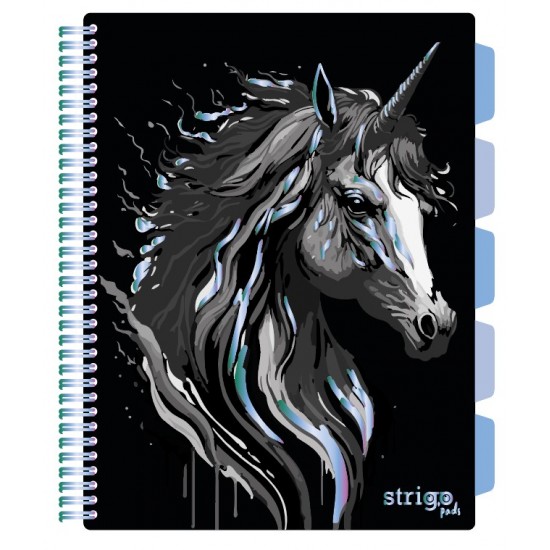 Caiet cu spirala si separatoare, STRIGO PADS Project Book UNICORN, A4, Matematica, PADS018