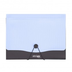 Mapa Strigo PP, A4, 13 compartimente, inchidere cu elastic, clips metalic, albastru SF049
