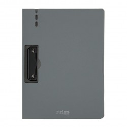 Clipboard Strigo vertical A4 cu clip metalic lateral, suport stilou, gri SF059