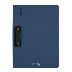 Clipboard Strigo vertical A4 cu clip metalic lateral, suport stilou, albastru marin SF060