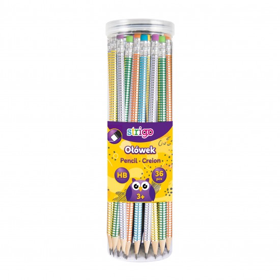Creioane Strigo HB cu guma de sters multicolora si corp pastel metalic, SSC280