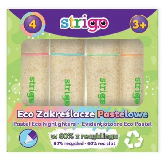Set 4 evidentiatoare Strigo Eco-Friendly, PASTEL, piersica, verde, albastru, roz SSC342 Set 4 evidentiatoare Strigo Eco-Friendly, PASTEL, piersica, verde, albastru, roz SSC342