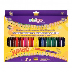 Creioane colorate duble, Strigo Jumbo, 24 bucati, 48 culori, triunghiulare, cu ascutitoare SSC356
