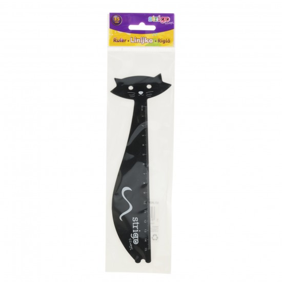 Riglă Strigo plastic Pisica 15 cm SSC362