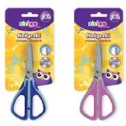 Foarfeca scolara Strigo, varf rotunjit, otel inoxidabil, grip cauciucat, bleumarin/roz,  SSC368/369 D12