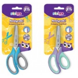 Foarfeca scolara Strigo, varf rotunjit, otel inoxidabil, grip cauciucat, albastru/gri, mov/menta, SSC370/371 D12