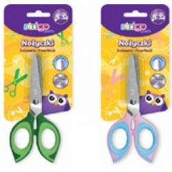 Foarfeca scolara Strigo, varf rotunjit, otel inoxidabil, grip cauciucat, verde/roz, SSC372/373 D12