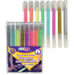 Pixuri cu gel Strigo Jumbo, 8 culori neon+metalice, 0.8mm SSC382