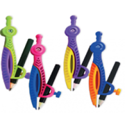Compas din plastic STRIGO cu creion in culori mixte SSC394