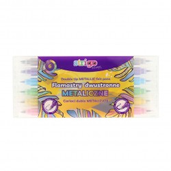 Markere Strigo duble, varf rotund si tip pensula, 6 culori metalizate SSC415