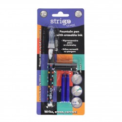Stilou Strigo cerneala cu stergere + 2 rezerve + dispozitiv curatare, in blister, Pixel SSC470