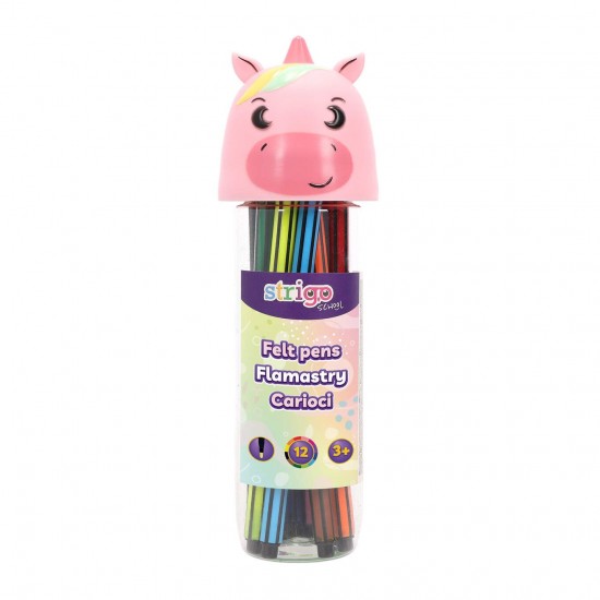 Strigo carioci lavabile 12 culori, cutie Unicorn, SSC480 Strigo carioci lavabile 12 culori, cutie Unicorn, SSC480
