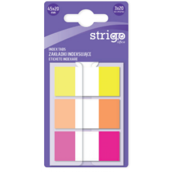 Etichete Indexare Strigo 3x20 file, culori Neon, 45x20mm SSN020 Etichete Indexare Strigo 3x20 file, culori Neon, 45x20mm SSN020