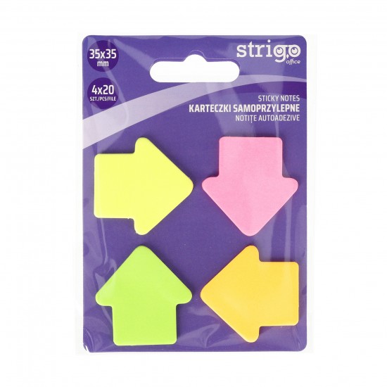 Notite autoadezive Strigo săgeți, 4x20 file neon, 35x35 mm SSN034 Notite autoadezive Strigo săgeți, 4x20 file neon, 35x35 mm SSN034