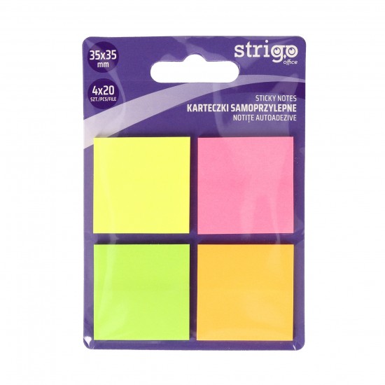 Notite autoadezive Strigo patrate, 4x20 file neon, 35x35 mm SSN035 Notite autoadezive Strigo patrate, 4x20 file neon, 35x35 mm SSN035