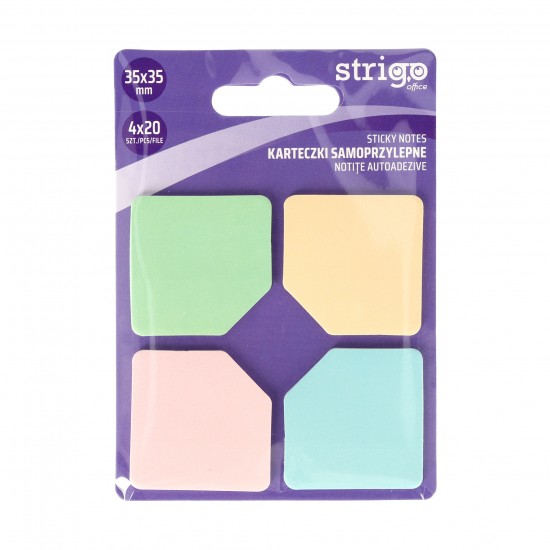 Notite autoadezive Strigo patrate, 4x20 file pastel, 35x35 mm SSN036 Notite autoadezive Strigo patrate, 4x20 file pastel, 35x35 mm SSN036