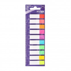 Etichete Indexare Strigo cu riglă 10x20 file, 10 culori Neon, 45x12mm SSN037