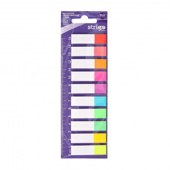 Etichete Indexare Strigo cu riglă 10x20 file, 10 culori Neon, 45x12mm SSN037 Etichete Indexare Strigo cu riglă 10x20 file, 10 culori Neon, 45x12mm SSN037