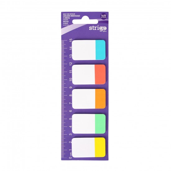 Etichete Indexare Strigo cu riglă 5x20 file, culori Neon, 45x20mm SSN039 Etichete Indexare Strigo cu riglă 5x20 file, culori Neon, 45x20mm SSN039