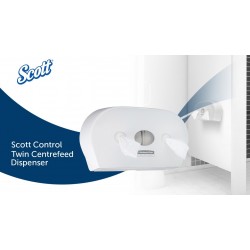 Dispenser Kimberly-Clark Mini Twin, pentru hartie igienica cu derulare centrala, alb Dispenser Kimberly-Clark Mini Twin, pentru hartie igienica cu derulare centrala, alb