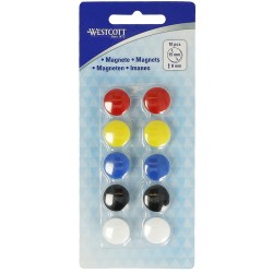 Set 10 magneti Westcott, d15 mm, diverse culori, sustin 3/4 coli, 80g Set 10 magneti Westcott, d15 mm, diverse culori, sustin 3/4 coli, 80g