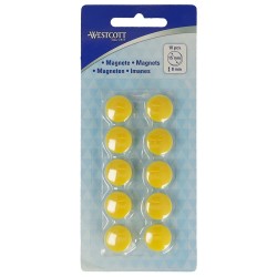 Set 10 magneti Westcott, d15 mm, galben, sustin 3/4 coli, 80g Set 10 magneti Westcott, d15 mm, galben, sustin 3/4 coli, 80g