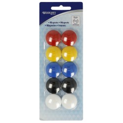 Set 10 magneti Westcott, d25 mm, diverse culori, sustin 4/6 coli, 80g Set 10 magneti Westcott, d25 mm, diverse culori, sustin 4/6 coli, 80g