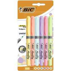 Evidentiator Bic Brite Liner Grip, pastel 6 culori blister