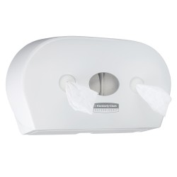 Dispenser Kimberly-Clark Mini Twin, pentru hartie igienica cu derulare centrala, alb Dispenser Kimberly-Clark Mini Twin, pentru hartie igienica cu derulare centrala, alb