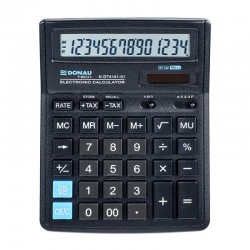 Calculator de birou Donau Tech, 190 x 143 x 40 mm, 14 digiti, negru Calculator de birou Donau Tech, 190 x 143 x 40 mm, 14 digiti, negru