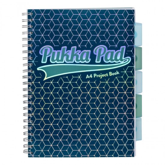Caiet cu spirala si separatoare Pukka Pads Project Book Glee 200 pag, matematica, A4, albastru inchis