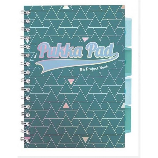 Caiet cu spirala si separatoare Pukka Pads Project Book Glee 200 pag, matematica B5, verde