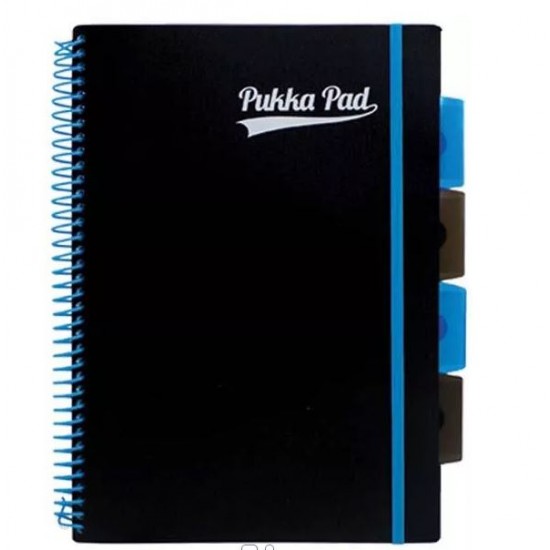 Caiet cu spirala si separatoare Pukka Pads PP Neon B5 200 pag, matematica, coperti PP, albastru