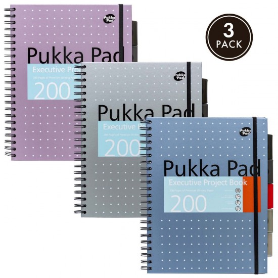 Caiet cu spirala si separatoare Pukka Pads A4 Executive Metallic Project Book, 200 pag, 80 g, coperti cartonate SILVER Caiet cu spirala si separatoare Pukka Pads A4 Executive Metallic Project Book, 200 pag, 80 g, coperti cartonate SILVER
