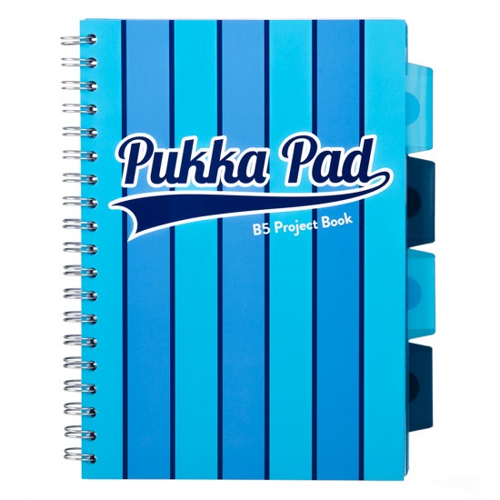 Caiet cu spirala si separatoare Pukka Pads Project Book Vogue 200 pag matematica B5 albastru