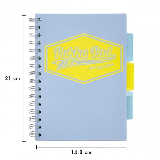 Caiet cu spirala si 3 separatoare Pukka Pads Project Book Pastel, coperti PP, 200 pag DICTANDO, hartie 80 g, A5 BLUE Caiet cu spirala si 3 separatoare Pukka Pads Project Book Pastel, coperti PP, 200 pag DICTANDO, hartie 80 g, A5 BLUE