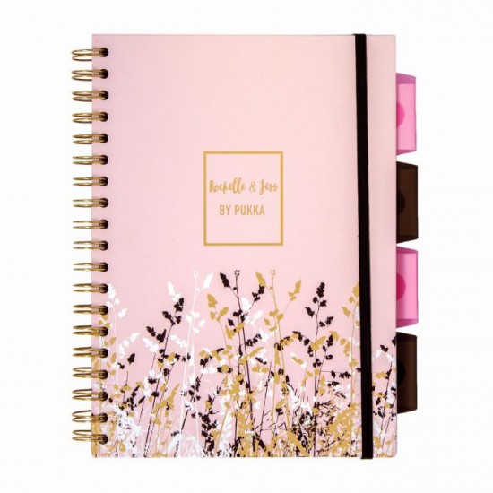Caiet cu spirala si separatoare Pukka Pads Rochelle&Jess B5, 200 pag, dictando, microperforatii si elastic, coperti tari Caiet cu spirala si separatoare Pukka Pads Rochelle&Jess B5, 200 pag, dictando, microperforatii si elastic, coperti tari