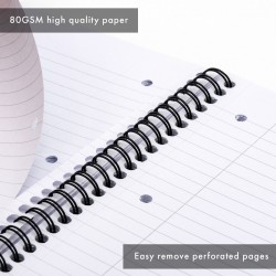 Caiet cu spirala Pukka Pads Stripes dictando A4, 200 pag, coperti PP, roz Caiet cu spirala Pukka Pads Stripes dictando A4, 200 pag, coperti PP, roz