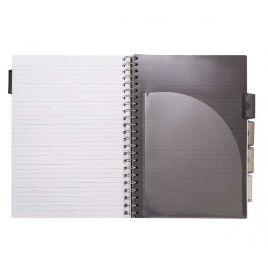 Caiet cu spirala si separatoare Pukka Pads Black Project Book A4 dictando, 250 pag, hartie premium 80 g, perforatii indosariere, coperti PP Caiet cu spirala si separatoare Pukka Pads Black Project Book A4 dictando, 250 pag, hartie premium 80 g, perforatii indosariere, coperti PP