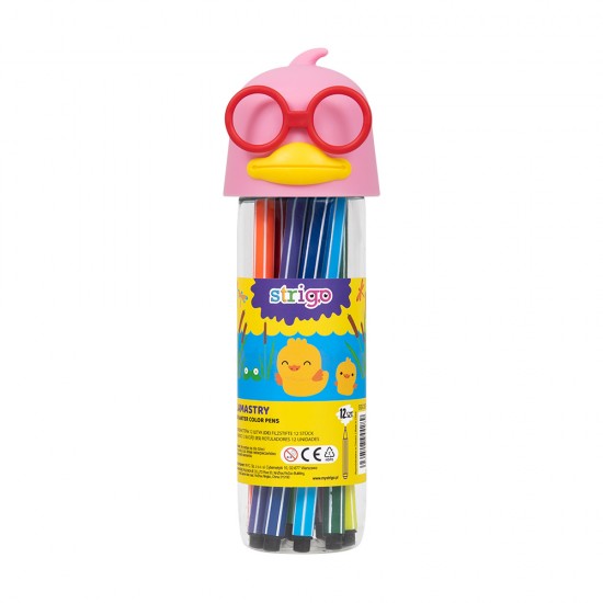 Carioci lavabile, Strigo, Cutie Rata, Roz, 12 culori Carioci lavabile, Strigo, Cutie Rata, Roz, 12 culori