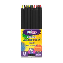 Creioane colorate multicolor, Strigo, lemn negru, 36 bucati Creioane colorate multicolor, Strigo, lemn negru, 36 bucati