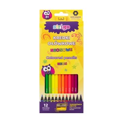 Creioane colorate Strigo, NEON, 12 culori, cu ascutitoare Creioane colorate Strigo, NEON, 12 culori, cu ascutitoare
