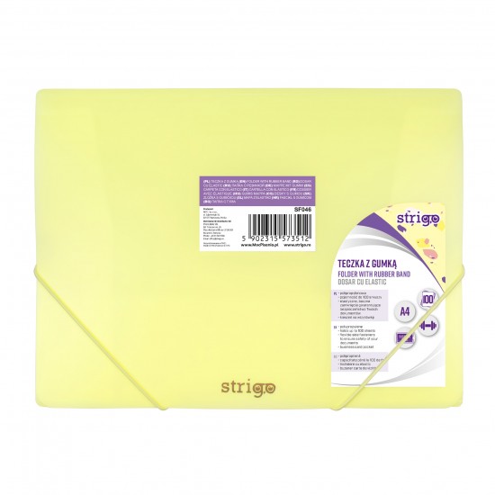 Mapa Strigo A4 cu elastic, PASTEL GALBEN