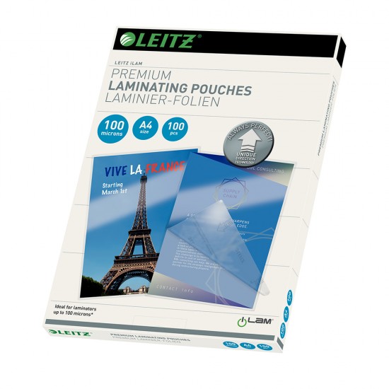 Folie Leitz UDT pentru laminare la cald, A4, 100 microni